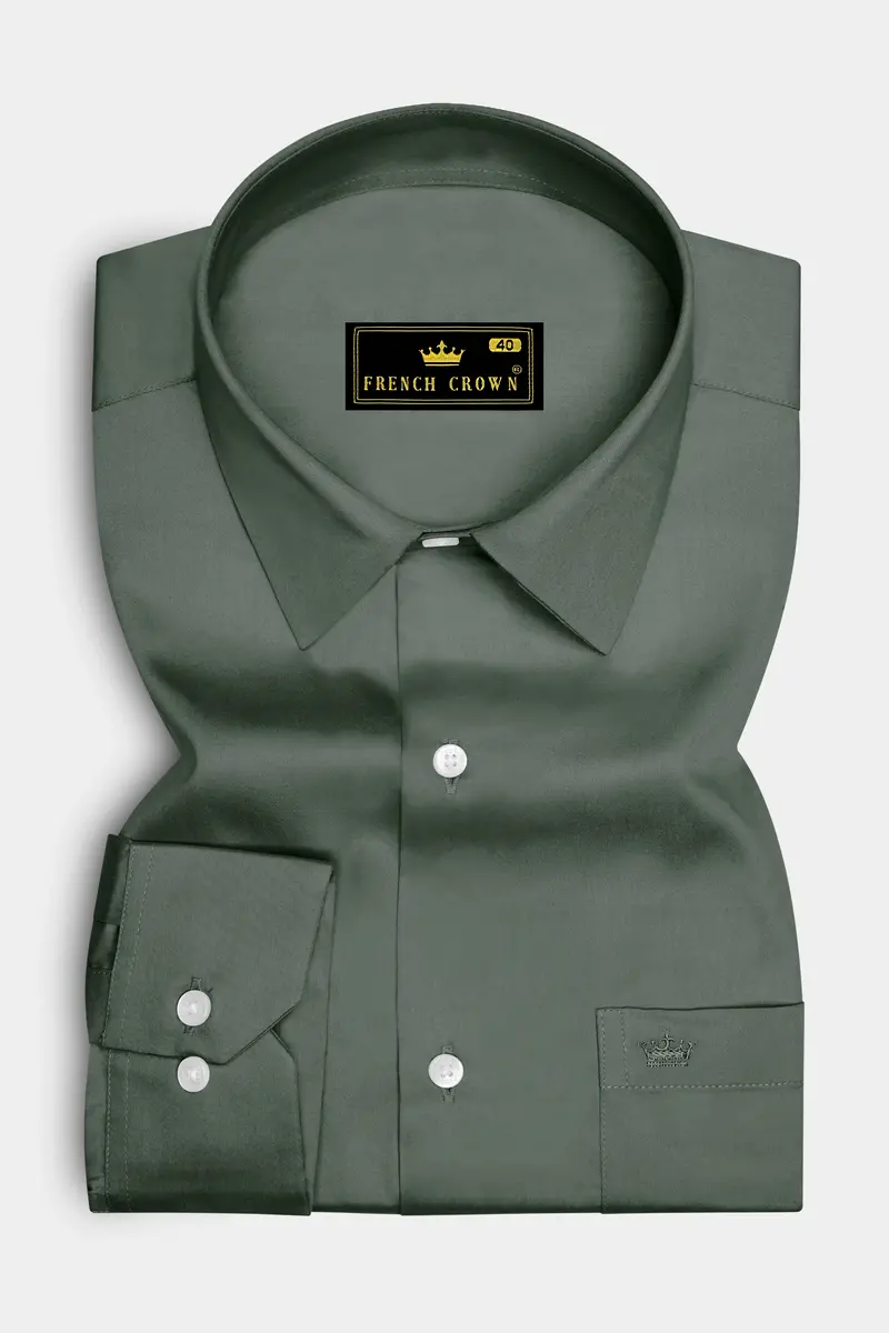 Sylvoro-Nandor Green Subtle Sheen Super Soft Premium Cotton Dress Shirt 4