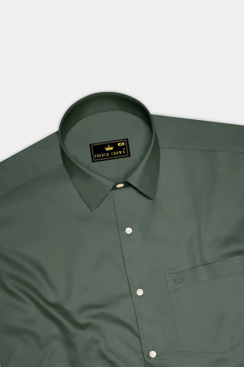 Sylvoro-Nandor Green Subtle Sheen Super Soft Premium Cotton Dress Shirt 5