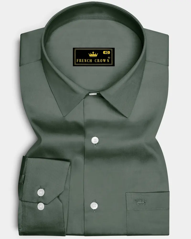 Sylvoro-Nandor Green Subtle Sheen Super Soft Premium Cotton Dress Shirt 6