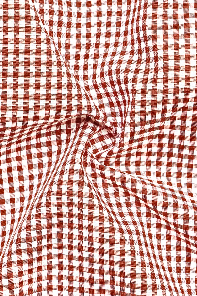 Tabasco Red And Bright White Mini Checks Premium Giza Cotton Shirt 2