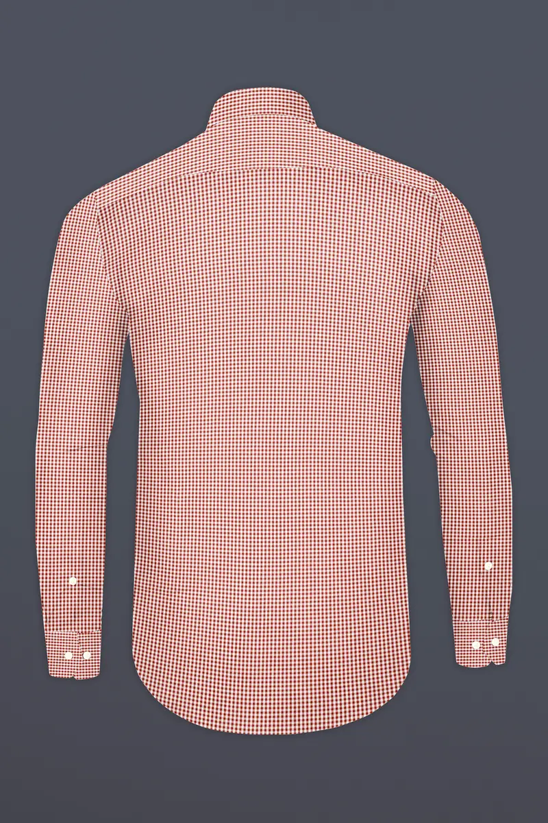 Tabasco Red And Bright White Mini Checks Premium Giza Cotton Shirt 5
