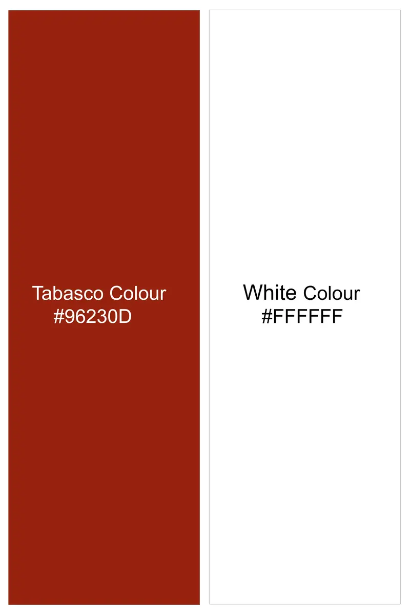 Tabasco Red And Bright White Mini Checks Premium Giza Cotton Shirt 8