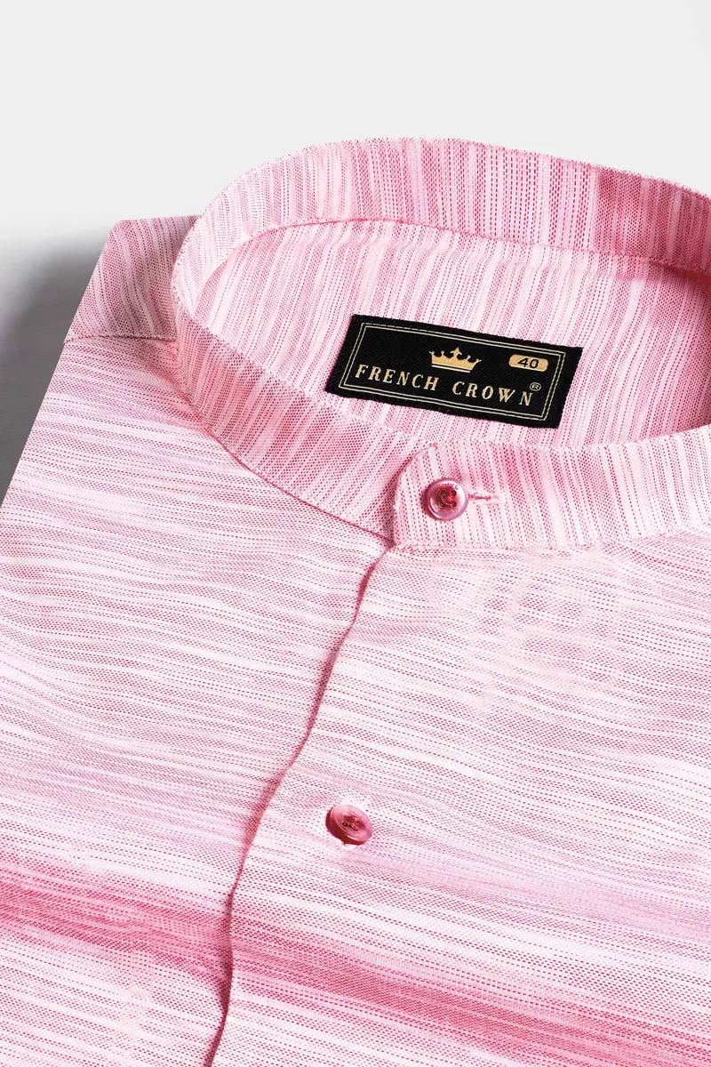 Taffy Pink And White Dobby Textured Premium Giza Cotton Shirt 1