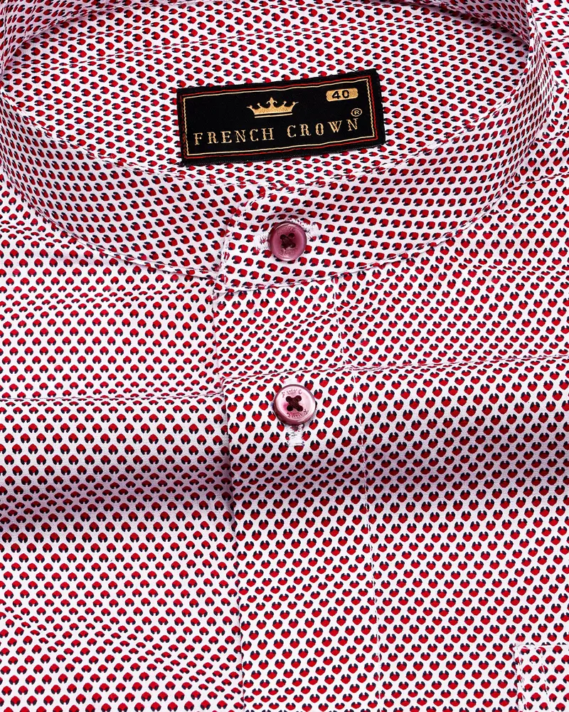 Tamarillo Red And White Printed Premium Cotton Shirt 1
