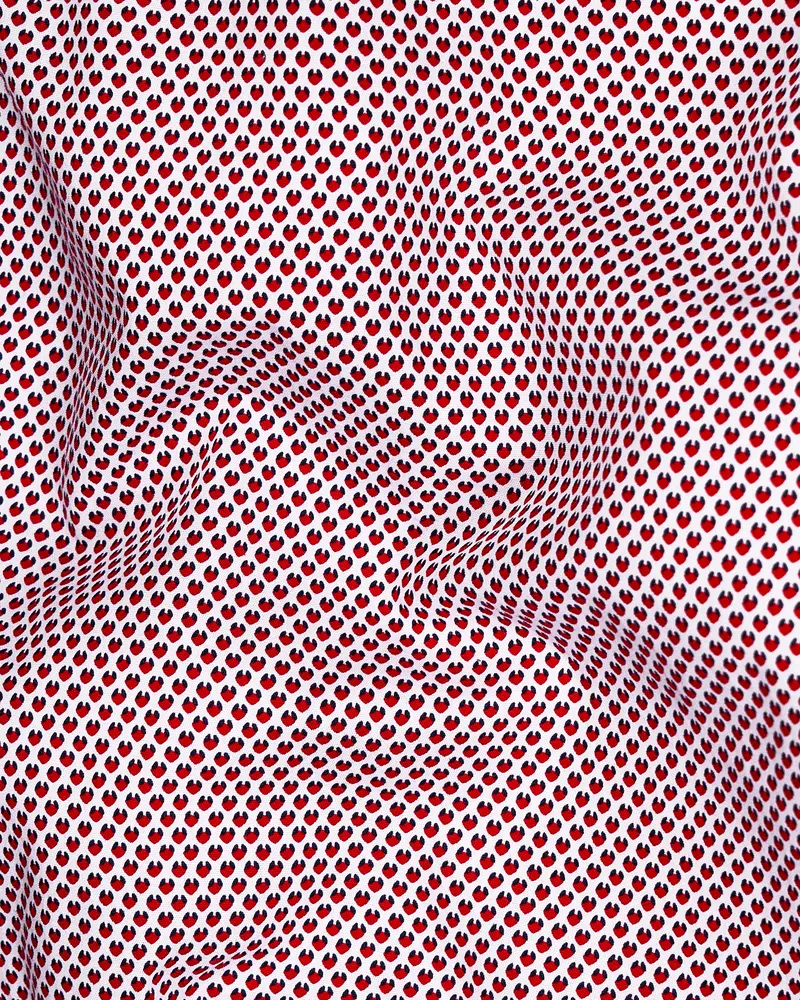 Tamarillo Red And White Printed Premium Cotton Shirt 2