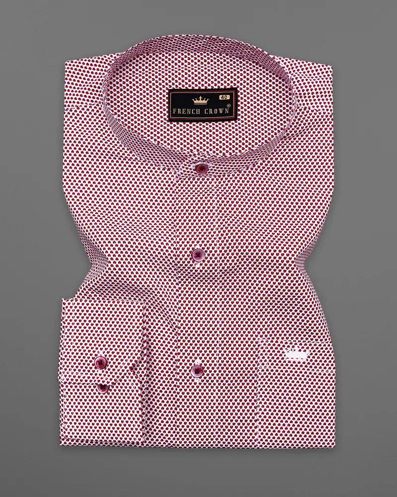 Tamarillo Red And White Printed Premium Cotton Shirt 3