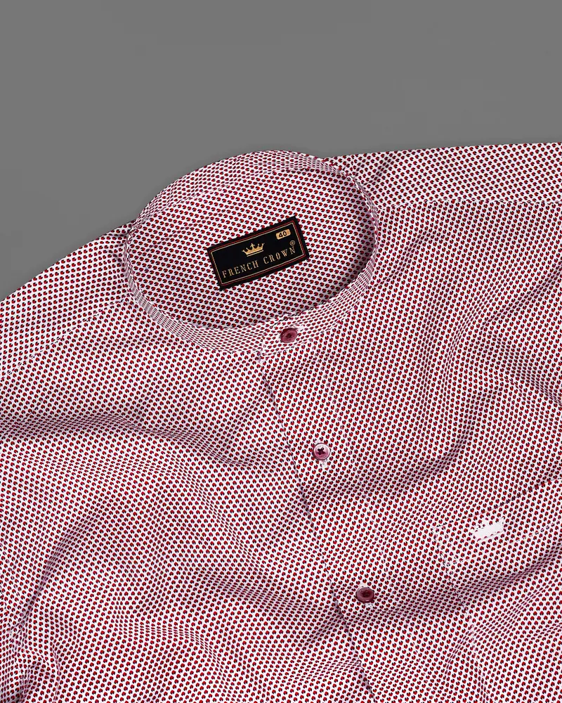 Tamarillo Red And White Printed Premium Cotton Shirt 4