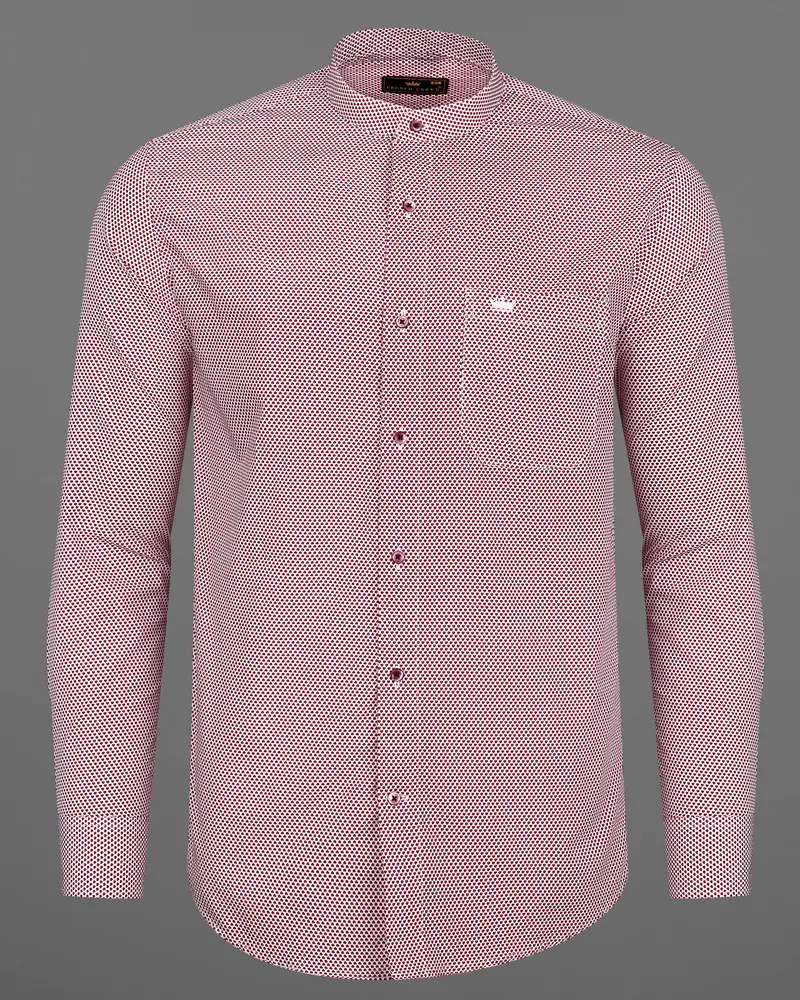 Tamarillo Red And White Printed Premium Cotton Shirt 5