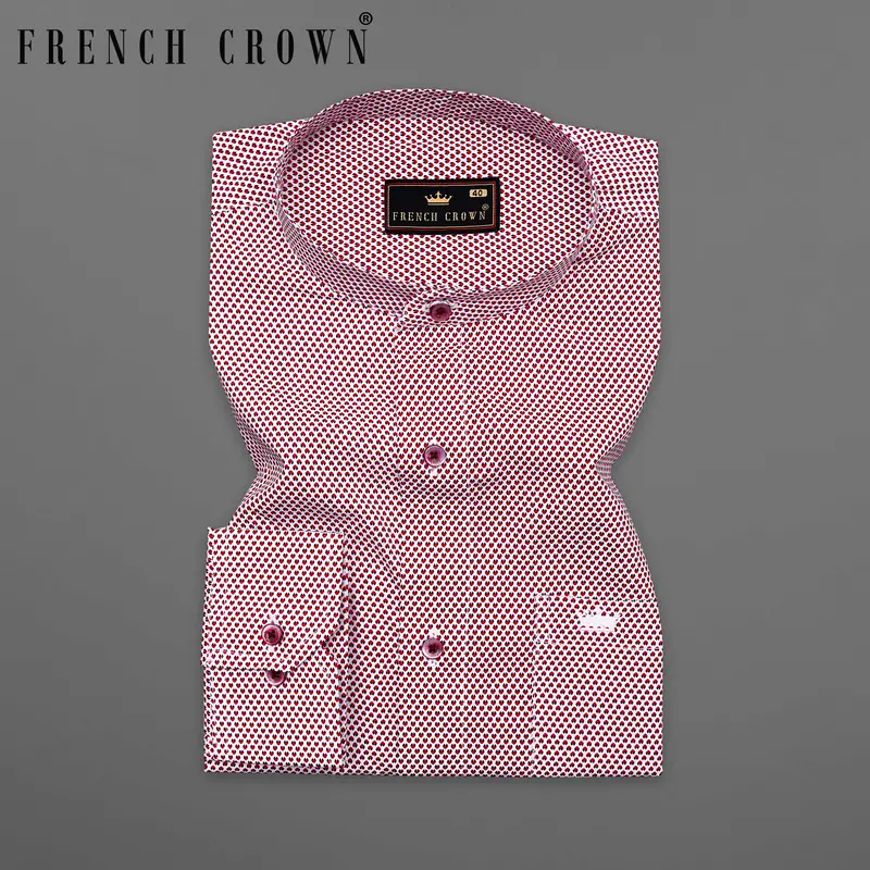 Tamarillo Red And White Printed Premium Cotton Shirt 7