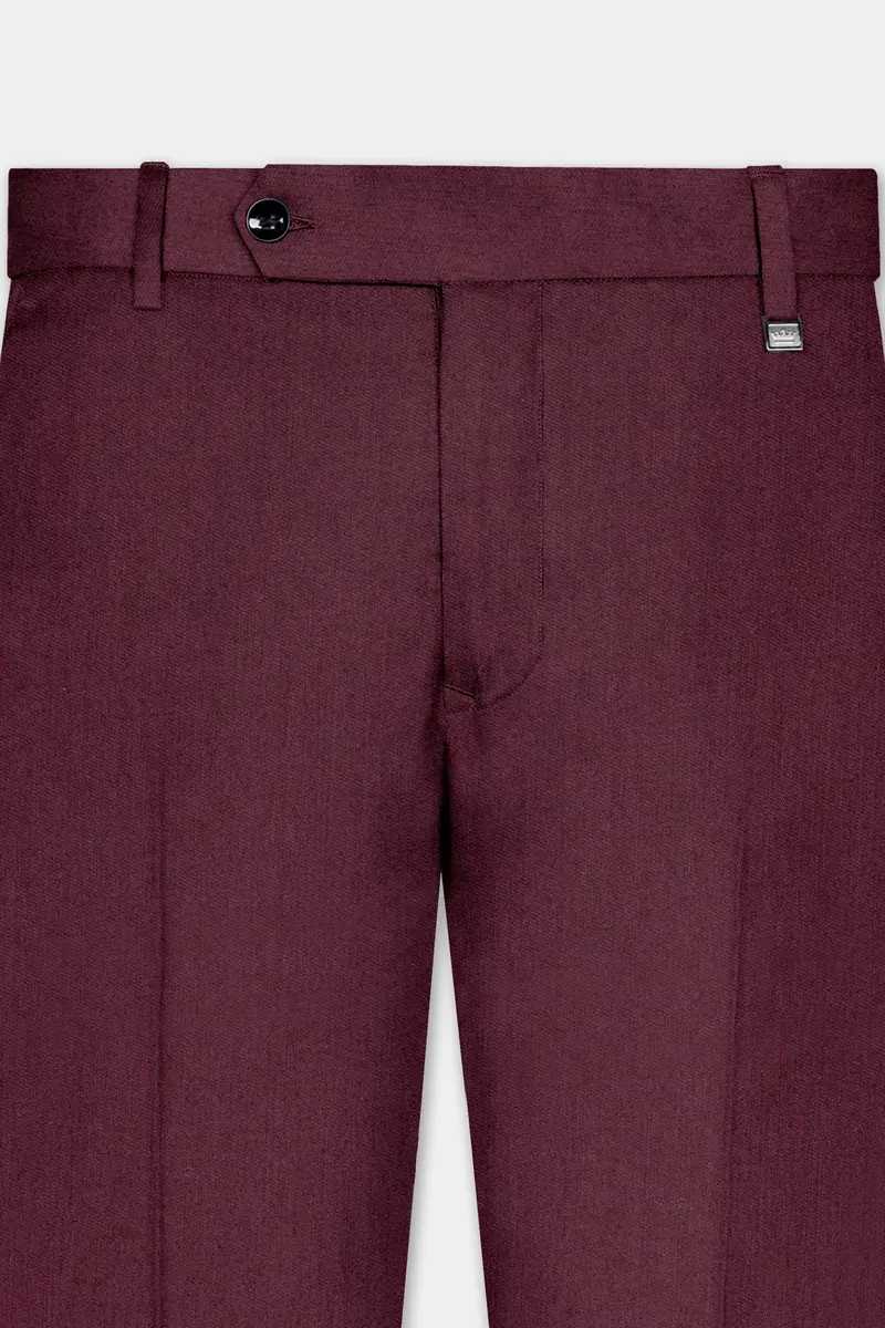 Tamarind Maroon Wool Blend Cross Placket Bandhgala Suit 10