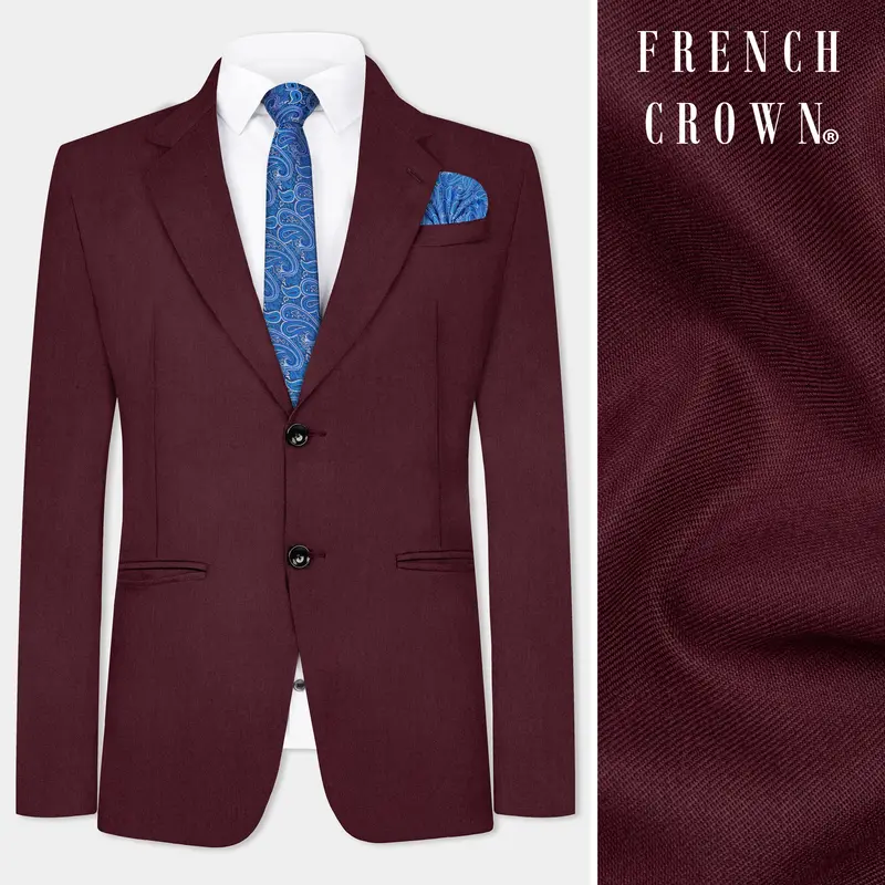 Tamarind Maroon Wool Blend Single Breasted Blazer 1