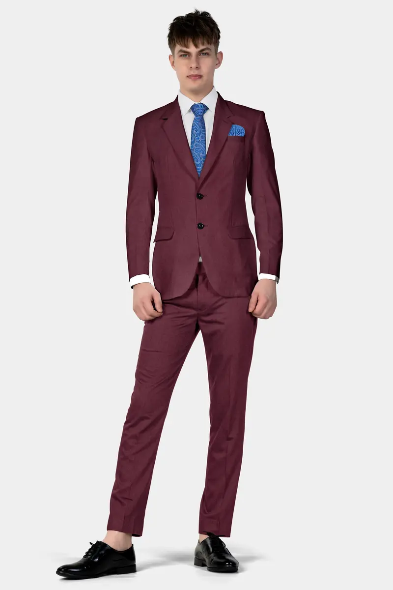 Tamarind Maroon Wool Blend Single Breasted Blazer 11