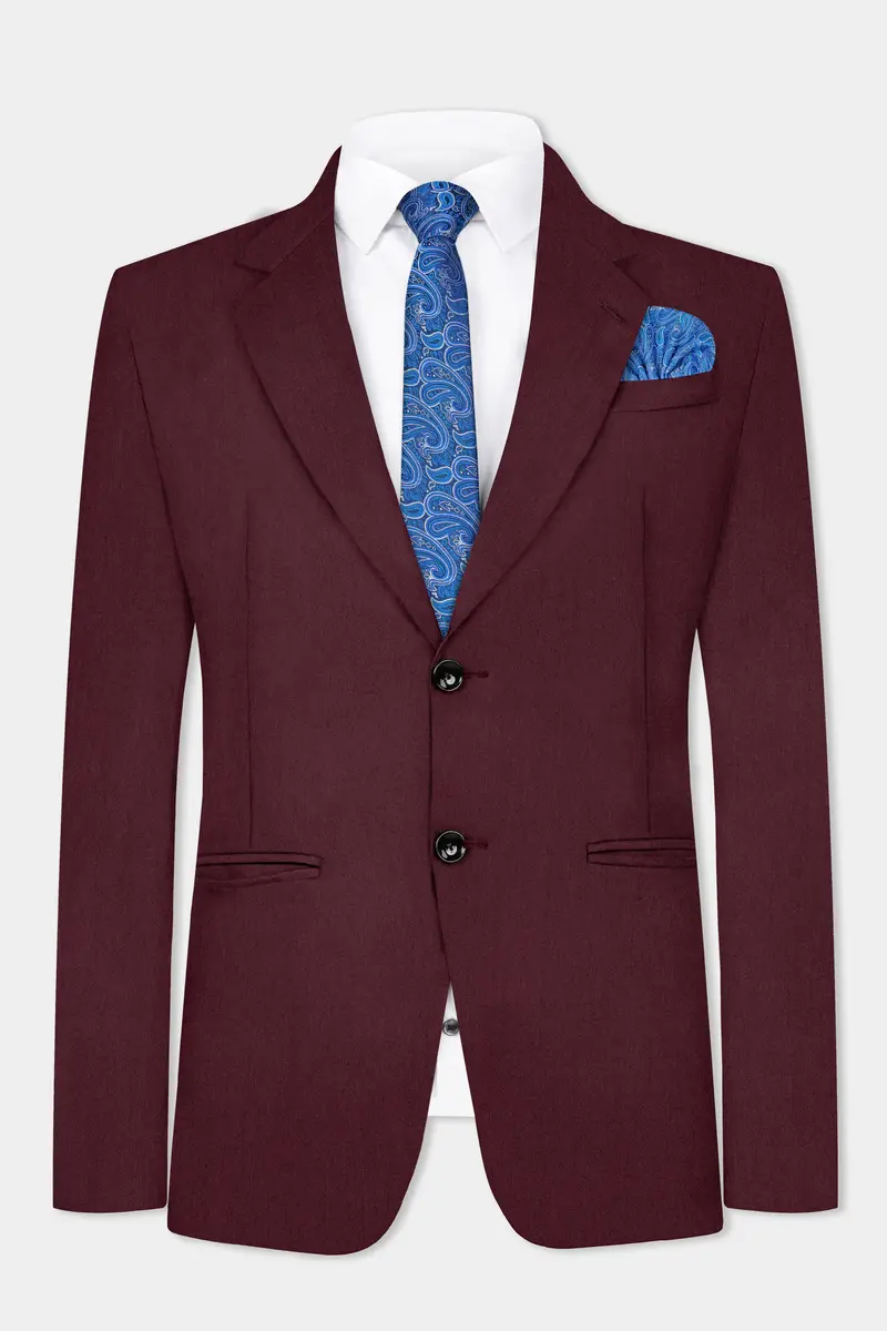 Tamarind Maroon Wool Blend Single Breasted Blazer 2