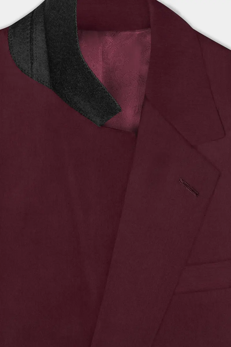 Tamarind Maroon Wool Blend Single Breasted Blazer 4