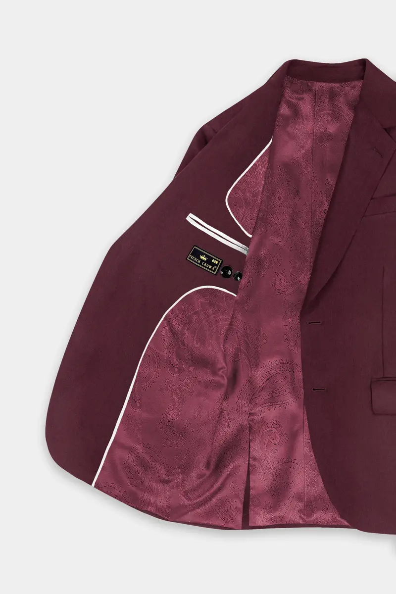 Tamarind Maroon Wool Blend Single Breasted Blazer 5