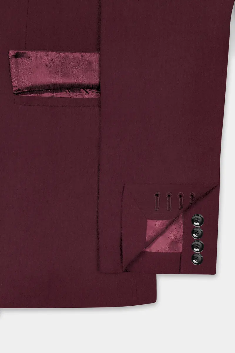 Tamarind Maroon Wool Blend Single Breasted Blazer 6