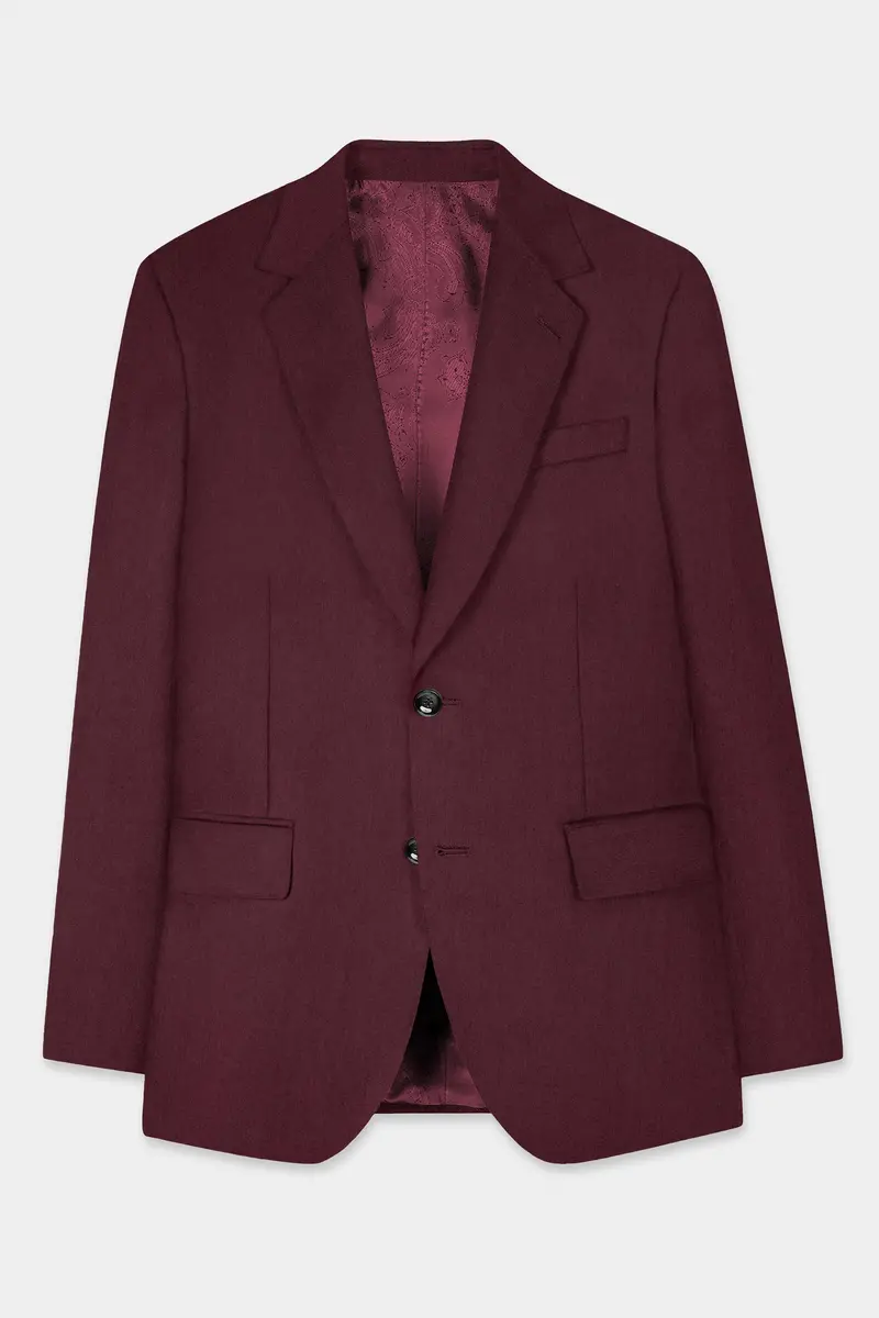 Tamarind Maroon Wool Blend Single Breasted Blazer 7