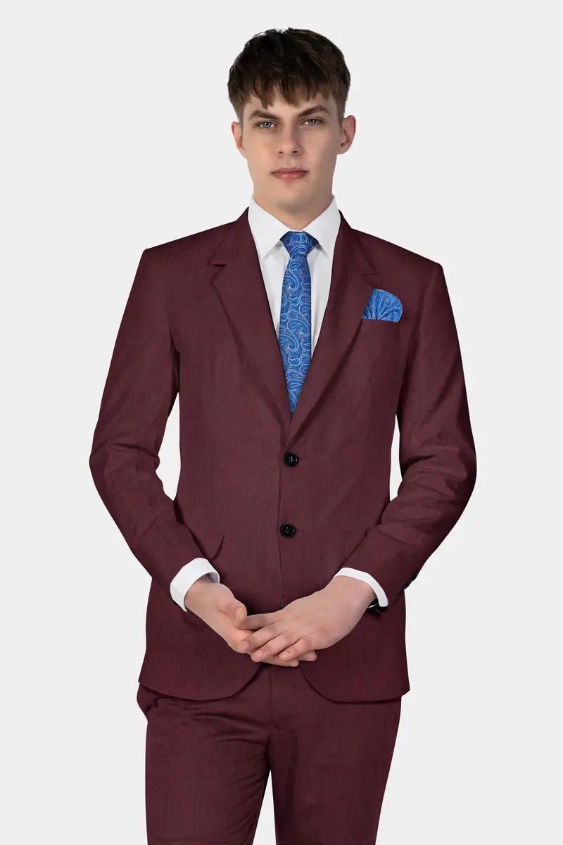 Tamarind Maroon Wool Blend Single Breasted Blazer 9