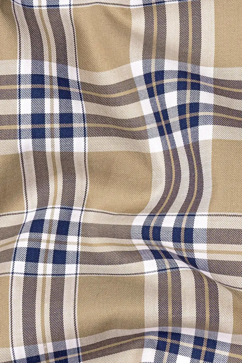 Tan Brown Plaid Twill Premium Cotton Shirt 2