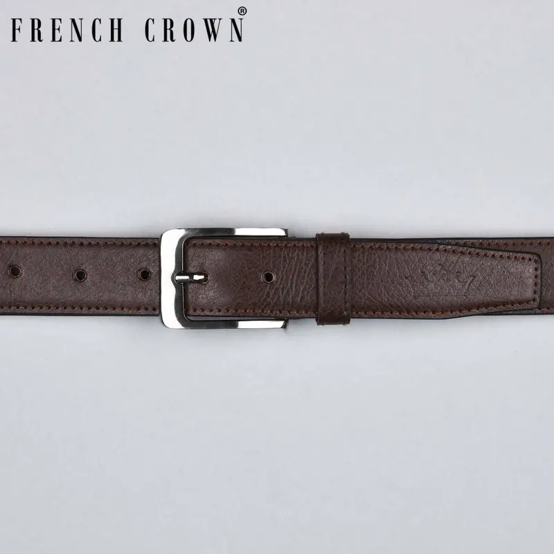 Tan Textured Vegan Leather Handcrafted Belt 1