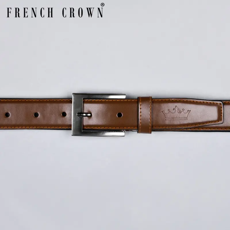 Tan Vegan Leather Handcrafted Belt 1