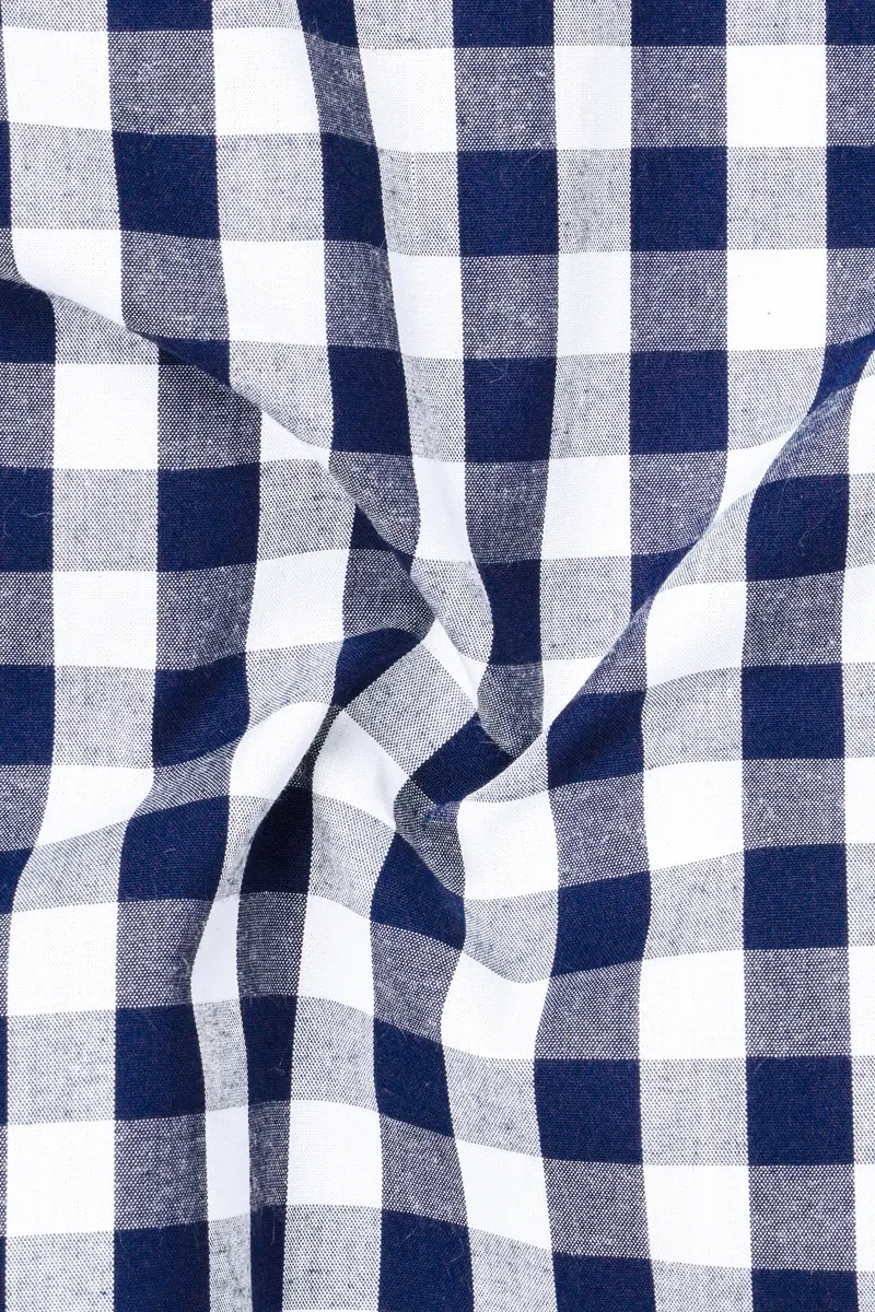 Tangaroa Blue And Bright White Checked Premium Giza Cotton Shirt 2