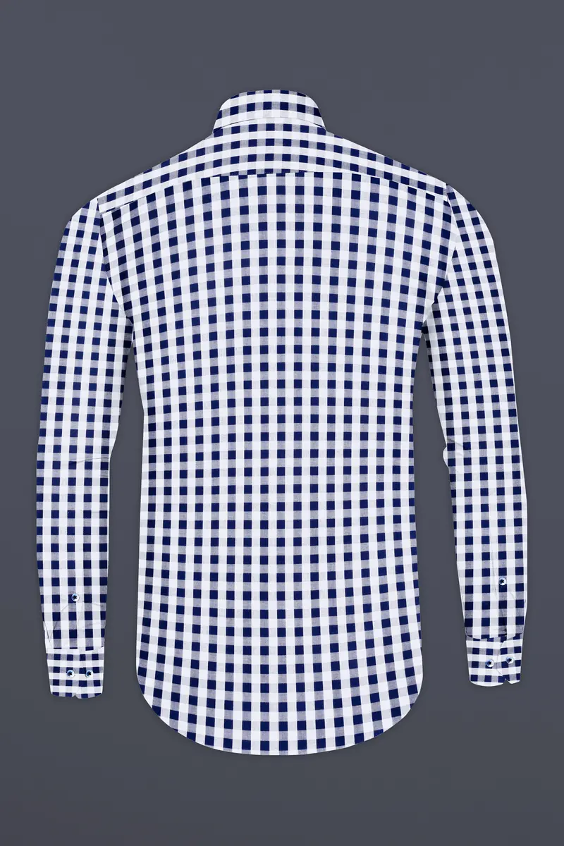 Tangaroa Blue And Bright White Checked Premium Giza Cotton Shirt 5