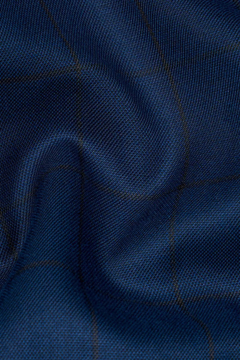 Tangaroa Blue And Subtle Black Checkered Wool Rich Pant 3