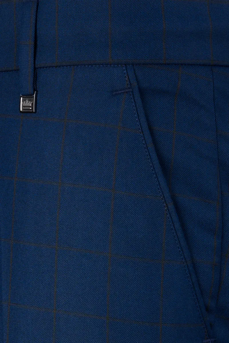 Tangaroa Blue And Subtle Black Checkered Wool Rich Pant 5
