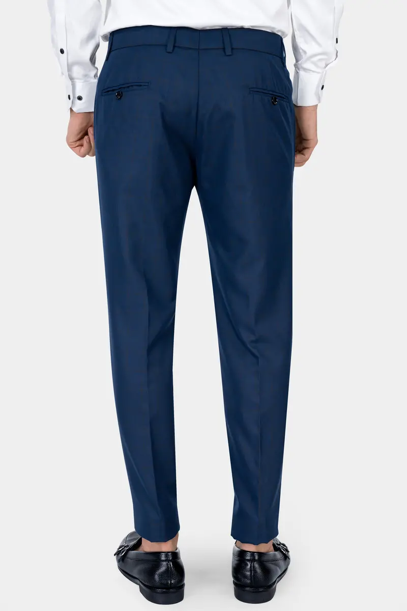 Tangaroa Blue And Subtle Black Checkered Wool Rich Pant 7