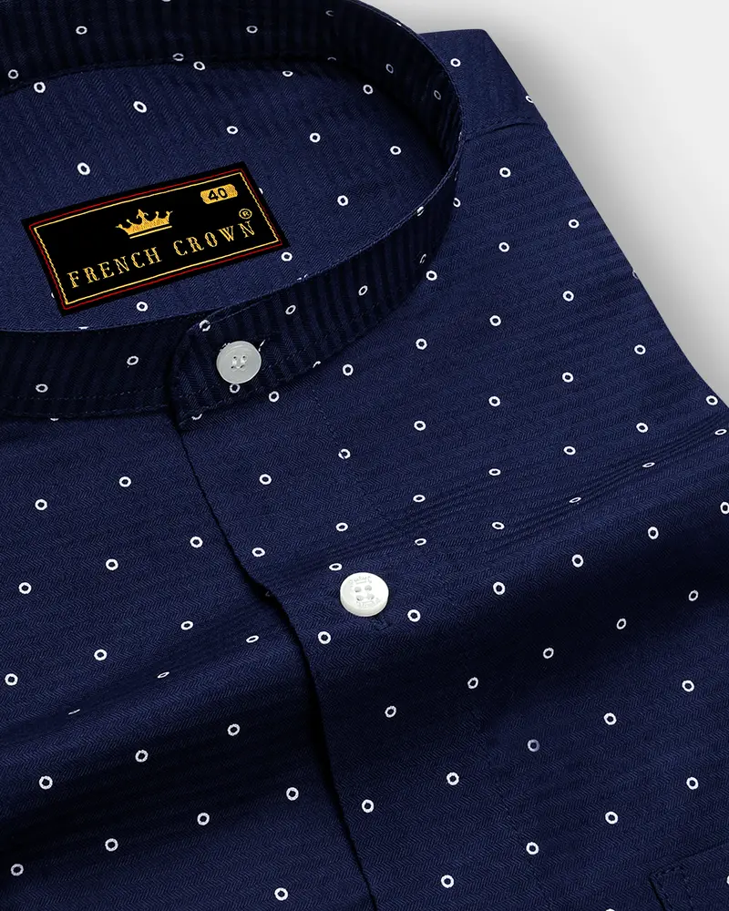 Tangaroa Blue Dobby Textured Premium Giza Cotton Shirt 1