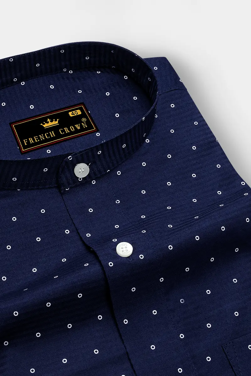 Tangaroa Blue Dobby Textured Premium Giza Cotton Shirt 2