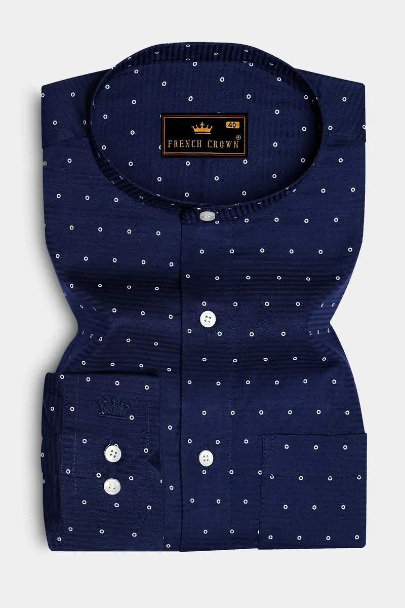 Tangaroa Blue Dobby Textured Premium Giza Cotton Shirt 4