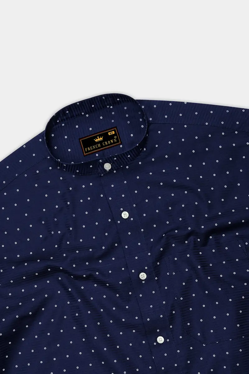 Tangaroa Blue Dobby Textured Premium Giza Cotton Shirt 5