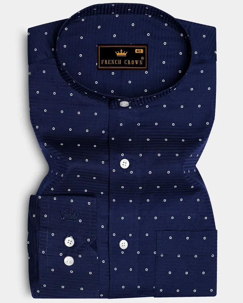 Tangaroa Blue Dobby Textured Premium Giza Cotton Shirt 6