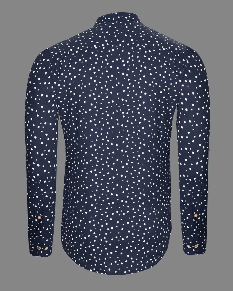 Tangaroa Blue With White African Art Print Premium Tencel Kurta Shirt 7