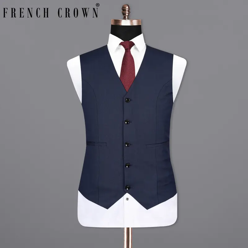 Tangaroa Blue Wool Rich  Waistcoat 1
