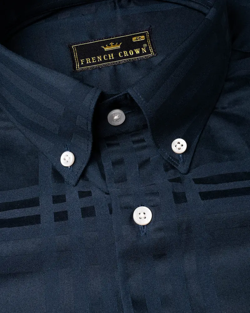 Tangaroa Plaid Dobby Textured Premium Giza Cotton Shirt 1
