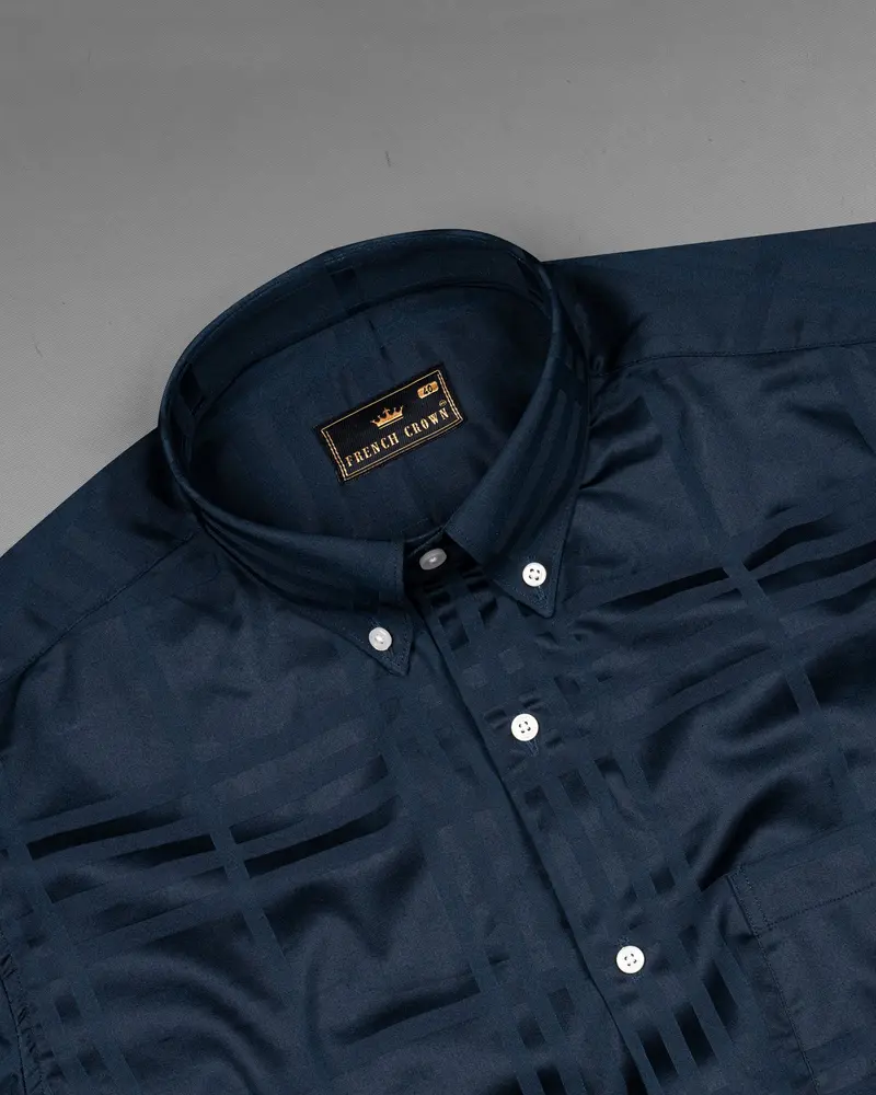 Tangaroa Plaid Dobby Textured Premium Giza Cotton Shirt 3