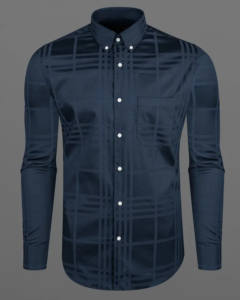 Tangaroa Plaid Dobby Textured Premium Giza Cotton Shirt 4