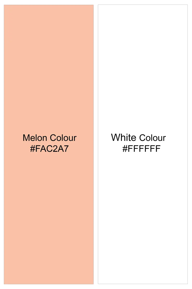 Tangerine-Melon Peach And Bright White Striped Jacquard Textured Premium Cotton Dress Shirt 6