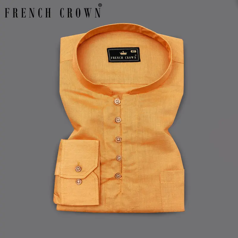 Tangerine Orange Luxurious Line Kurta Shirt 1