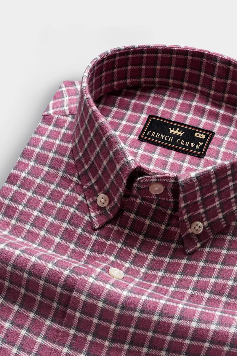 Tapestry Pink Marico Checks Flannel Cotton Shirt 1