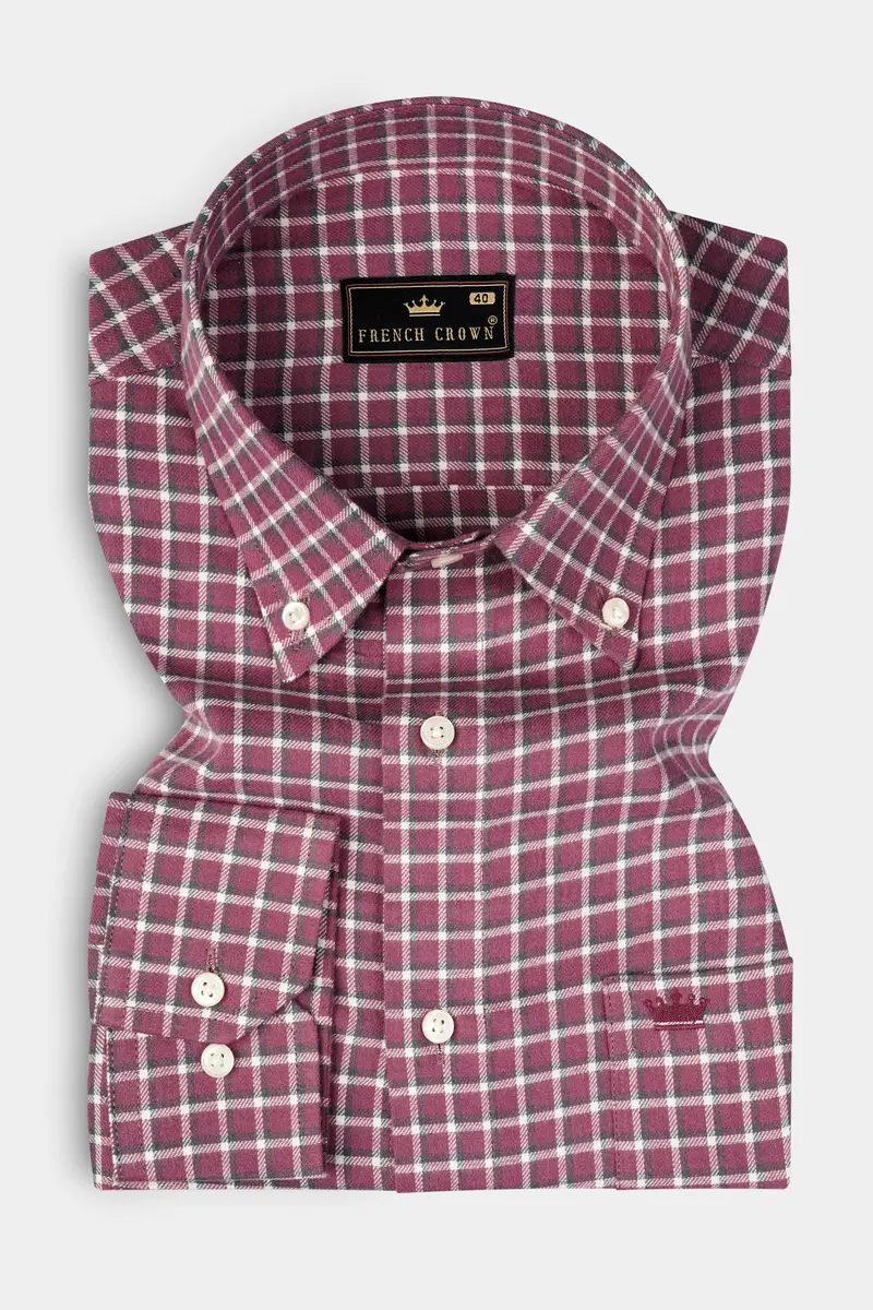 Tapestry Pink Marico Checks Flannel Cotton Shirt 3