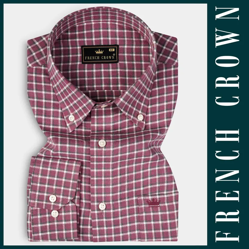 Tapestry Pink Marico Checks Flannel Cotton Shirt 6