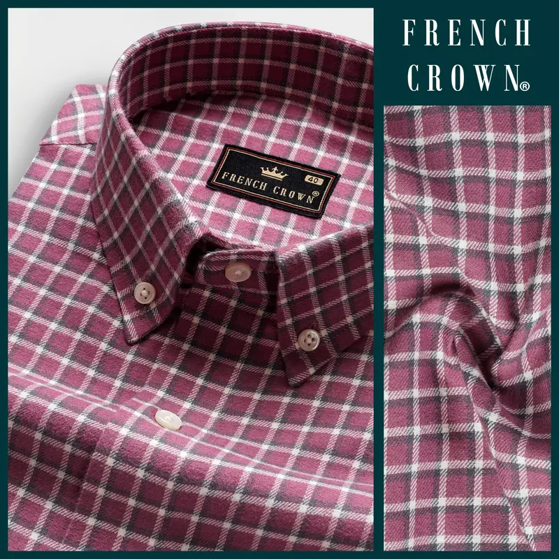Tapestry Pink Marico Checks Flannel Cotton Shirt 9