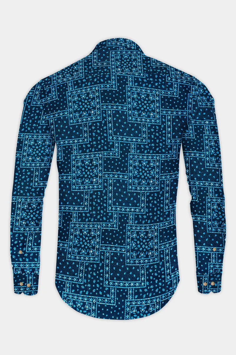 Tarawera Blue Luxurious Linen Designer Kurta Shirt 6