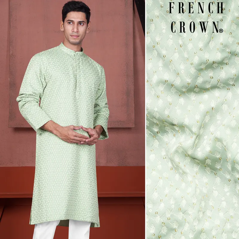 Tasman Green Embroidered Viscose Designer Kurta 1
