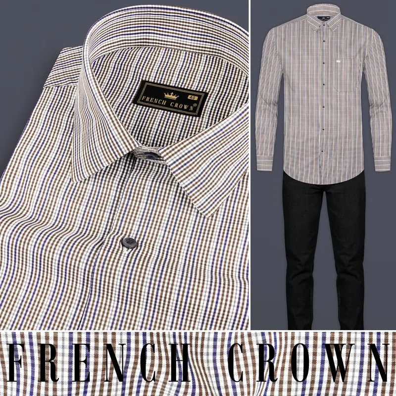 Taupe Brown And Twilight Purple Printed Premium Giza Cotton Shirt 10