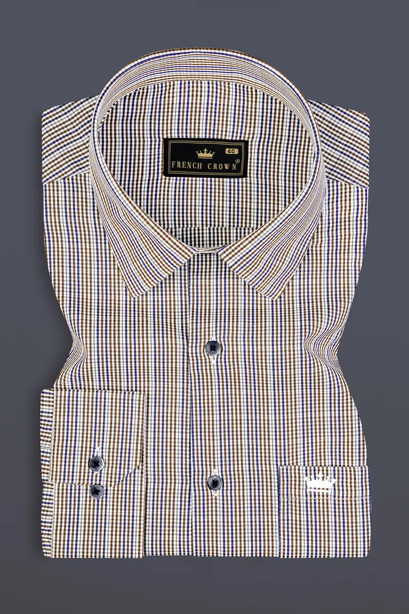 Taupe Brown And Twilight Purple Printed Premium Giza Cotton Shirt 3